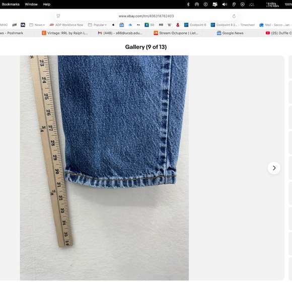 Vintage Levi’s 505 Men’s 34x32 Straight Leg Denim Jeans Blue Denim - Picture 7 of 14